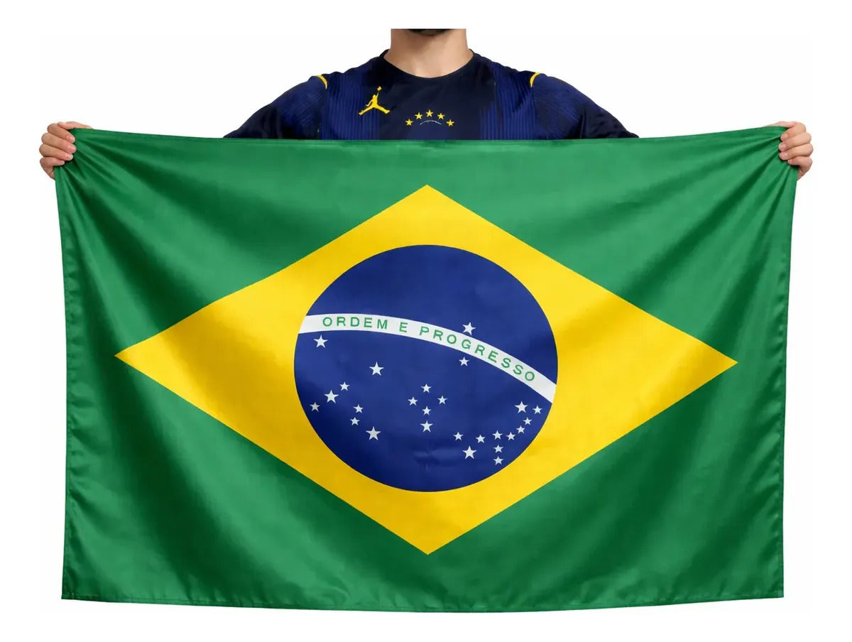 Bandeira Do Brasil Cetim 1,50x0,90cm Copa Frente e Verso Brasil