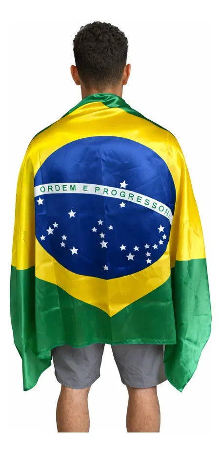Bandeira Do Brasil Cetim 1,50x0,90cm Copa Frente e Verso Brasil