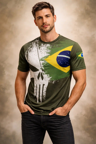 Camiseta Caveira Justiceiro Brasil - Coleção AcordaBrasil!™