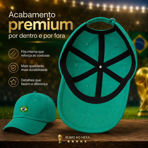 Boné De Futebol Brasil Ajustável Verde E Amarelo