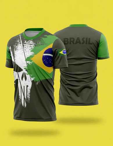 Camiseta Caveira Justiceiro Brasil - Coleção AcordaBrasil!™