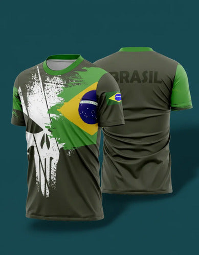 Camiseta Caveira Justiceiro Brasil - Coleção AcordaBrasil!™
