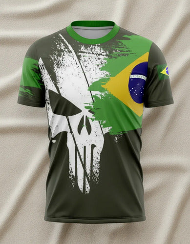 Camiseta Caveira Justiceiro Brasil - Coleção AcordaBrasil!™