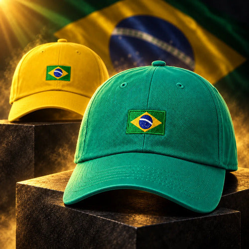 Boné De Futebol Brasil Ajustável Verde E Amarelo