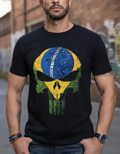 Camiseta Caveira Justiceiro Brasil - Coleção AcordaBrasil!™