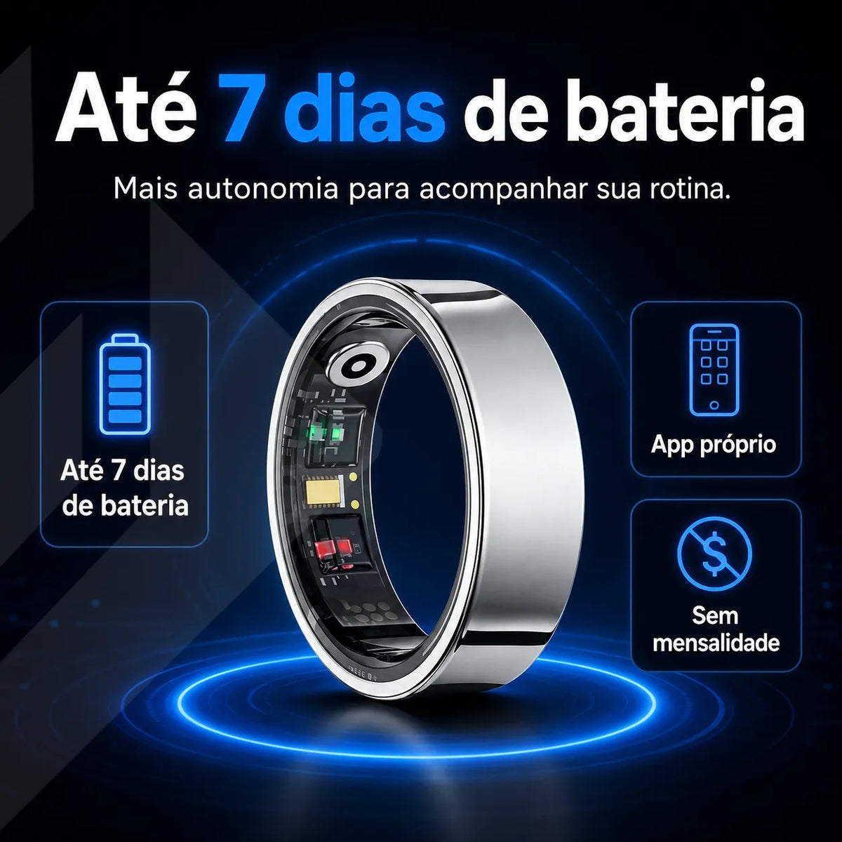 Anel Inteligente Smart Ring para Sono, Saúde e Performance